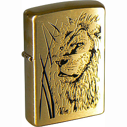 Зажигалка Proud Lion с покр. Brushed Brass золотистая Zippo 204B Proud Lion GS