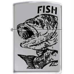 Зажигалка серебристая Zippo 250 FISH - BIG MOUTH GS